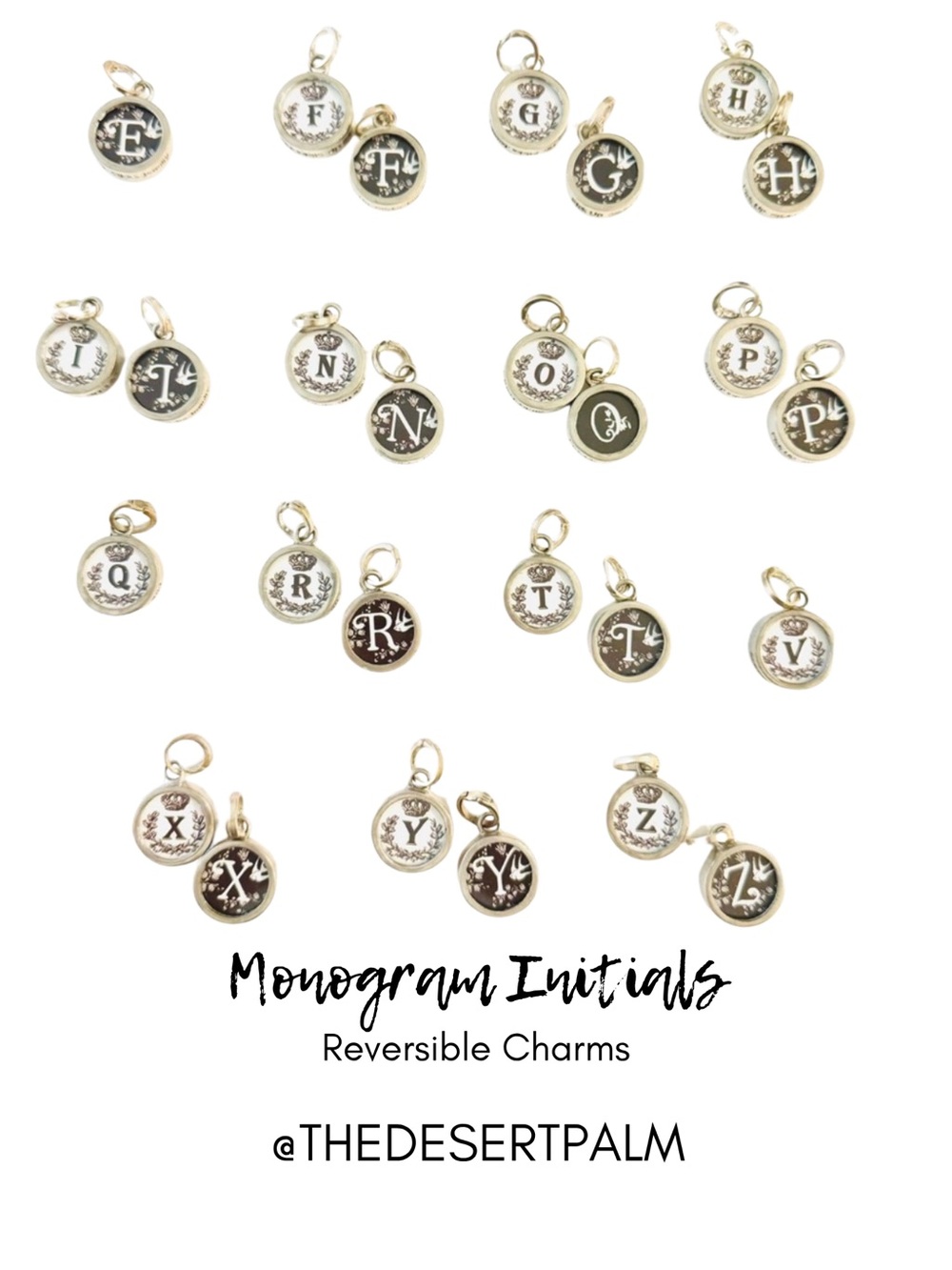 Monogram Reversible Initial Letter Charms Alphabet Pendants Choose Your Letter